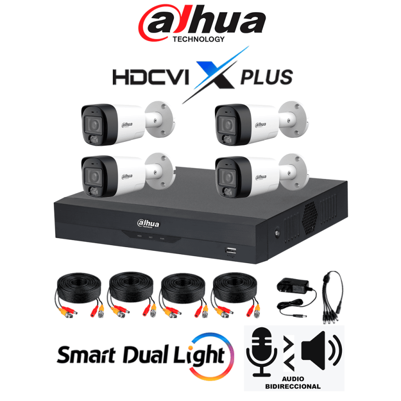 DAHUA DH-KIT / XVR5104HS-4KL-I3 / T / 4-HFW1500RMN-IL-T- Kit de Vigilancia de 4 canales 5 MP