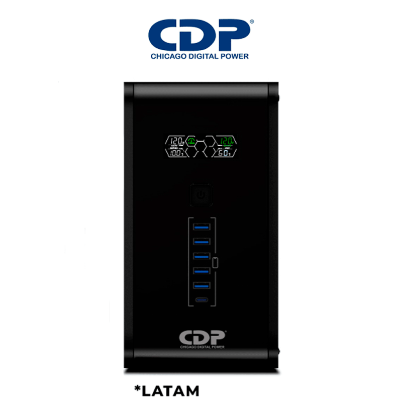 CDP R-SMART 1010 - UPS 1000VA  /  500W  /  Pantalla LCD  /  10 Terminales de salida  /  5 Salidas con respaldo y regulación AVR